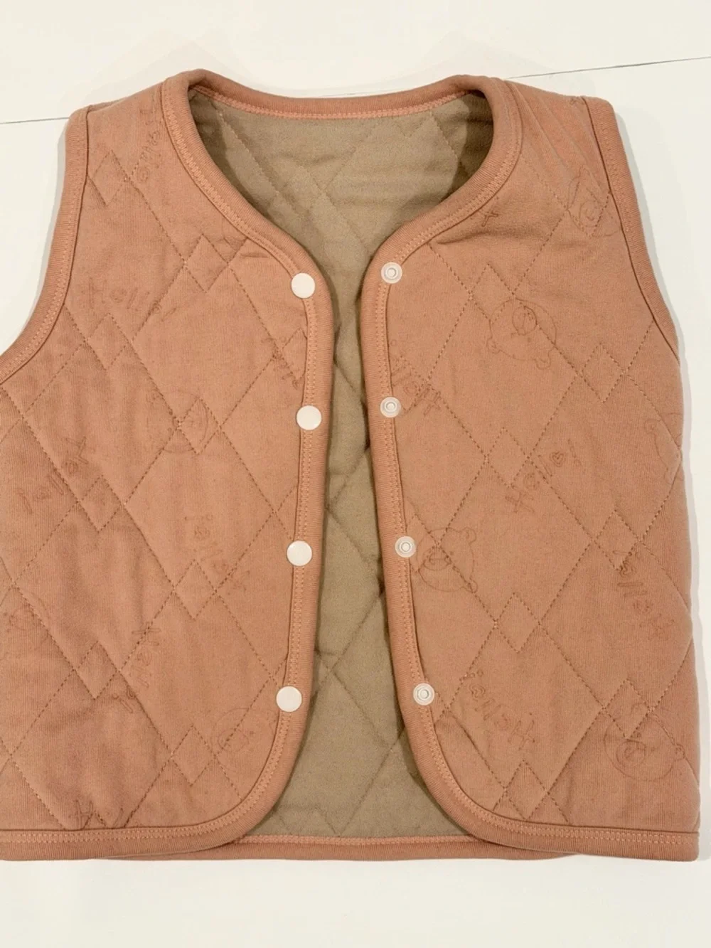 SHEIN Bundle Kids Vests - 2T/ 3T - Khaki Puffer & Pink Quilted Snap Vest